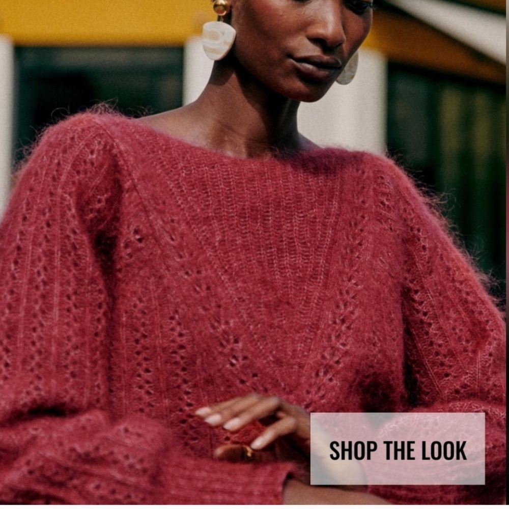 Sezane “Rosa” Open Back Mohair & Wool Sweater - Size Small